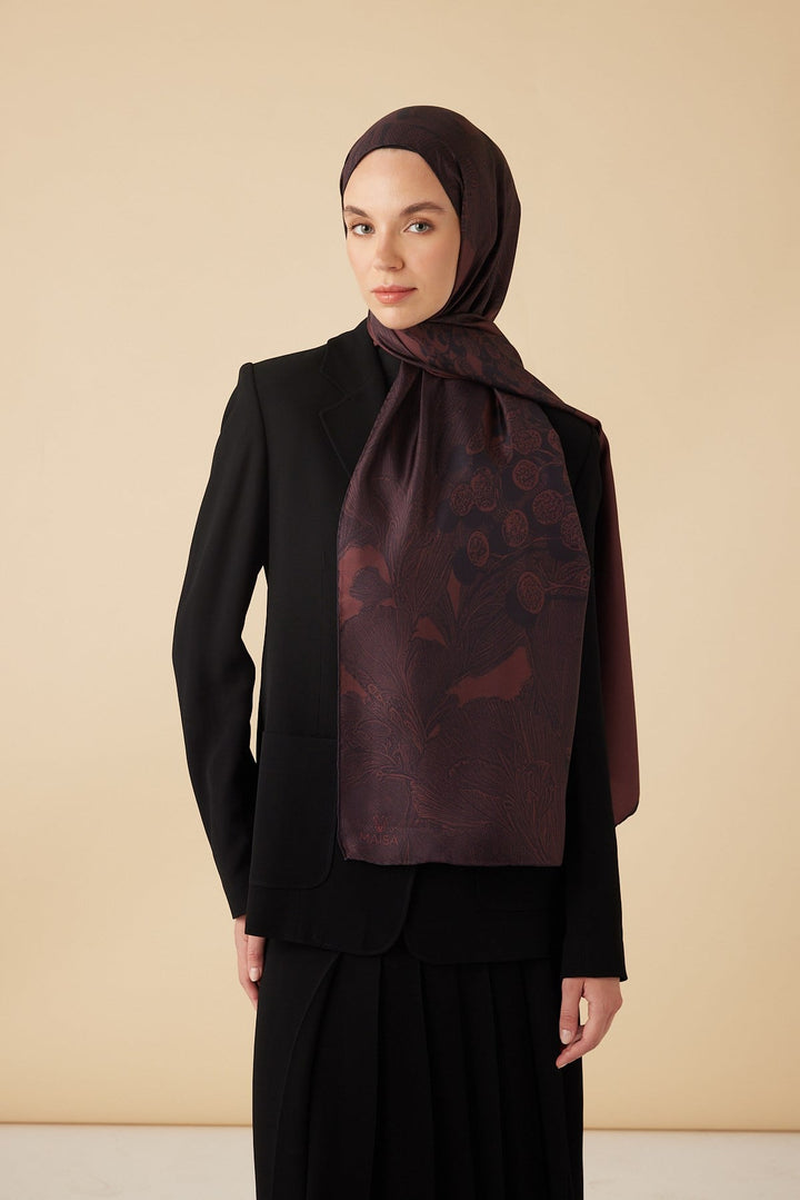 EFNA MULBERRY İPEK ŞAL 70*190 CM - MÜRDÜM - Görsel 3