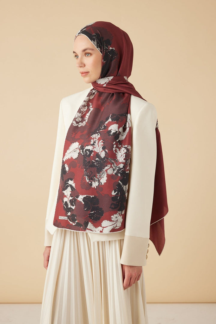 PEYKAN PAMUK İPEK ŞAL 70*190 CM - BORDO - Görsel 2