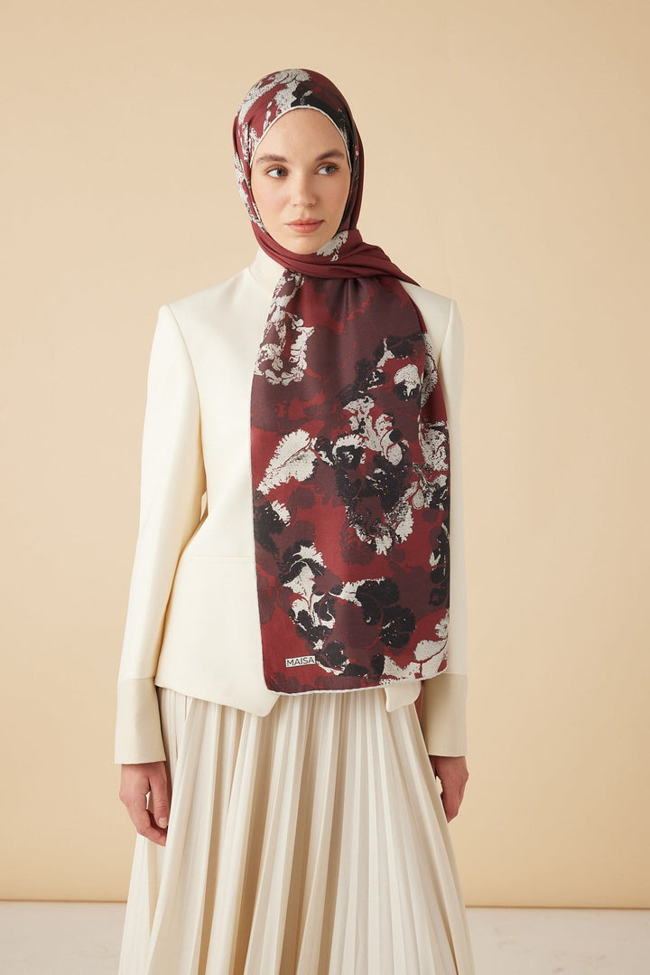 PEYKAN PAMUK İPEK ŞAL 70*190 CM - BORDO - Görsel 3