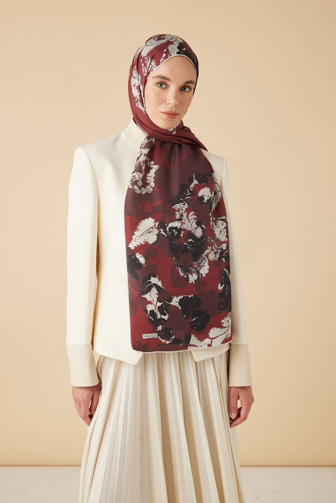 PEYKAN PAMUK İPEK ŞAL 70*190 CM - BORDO - Görsel 4