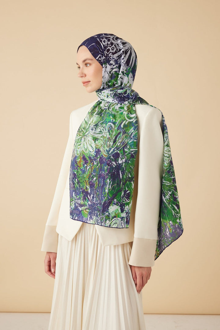 DEM PAMUK İPEK ŞAL 70*190 CM - LACİVERT - Görsel 4