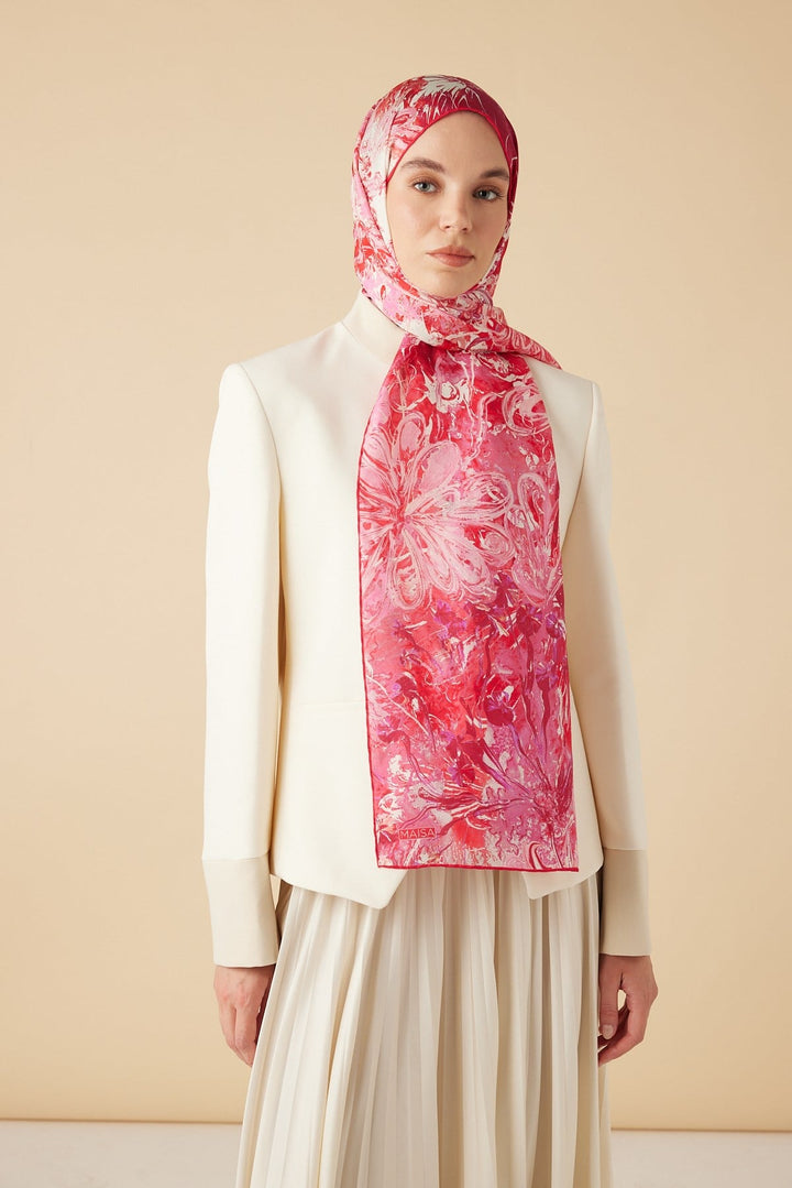DEM PAMUK İPEK ŞAL 70*190 CM - PEMBE - Görsel 1