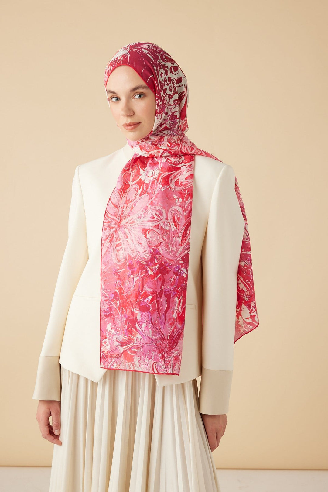 DEM PAMUK İPEK ŞAL 70*190 CM - PEMBE - Görsel 2
