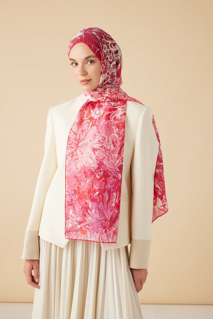 DEM PAMUK İPEK ŞAL 70*190 CM - PEMBE - Görsel 2