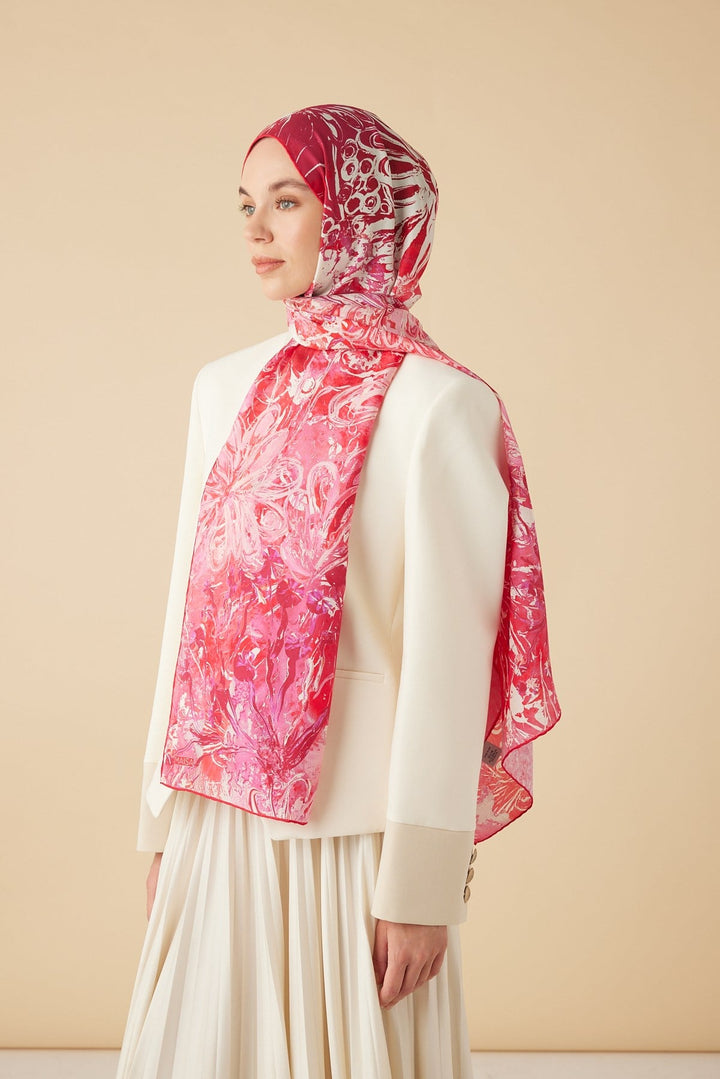 DEM PAMUK İPEK ŞAL 70*190 CM - PEMBE - Görsel 4