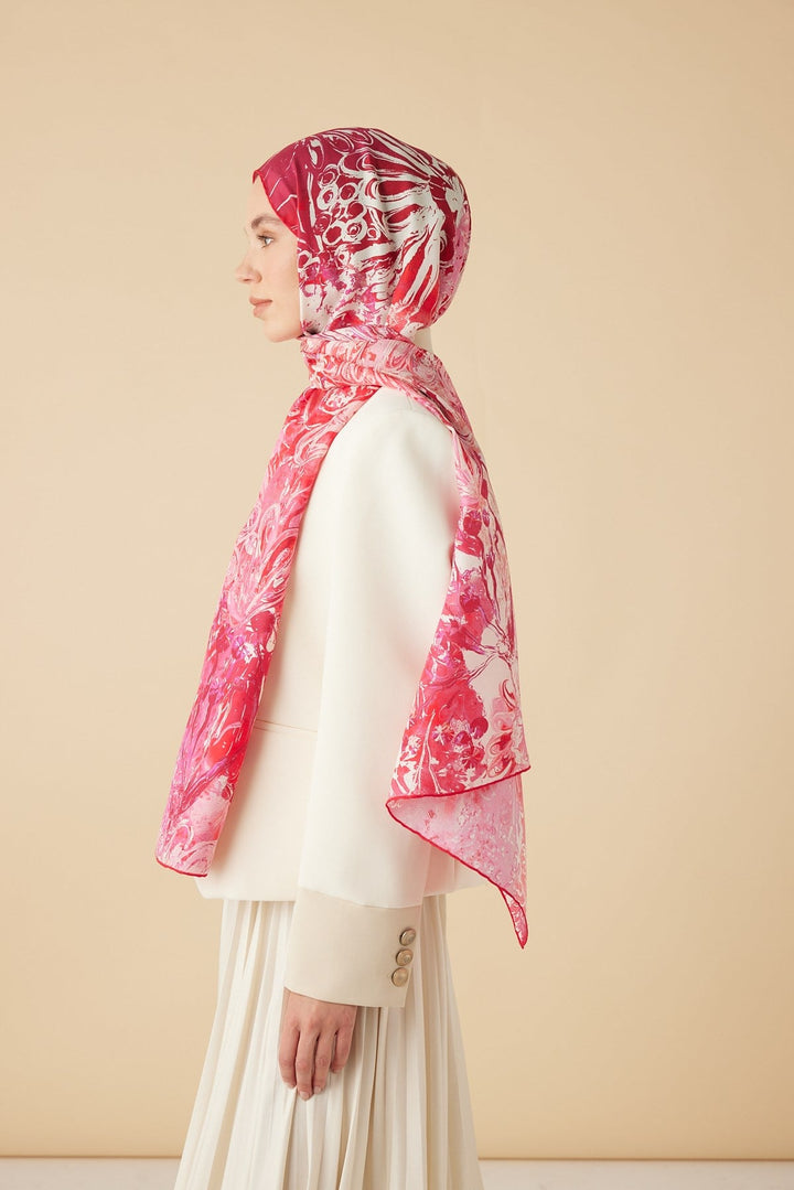 DEM PAMUK İPEK ŞAL 70*190 CM - PEMBE - Görsel 6