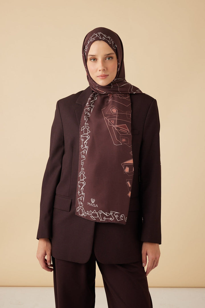 MİNA PAMUK İPEK ŞAL 70*190 CM - BORDO - Görsel 1