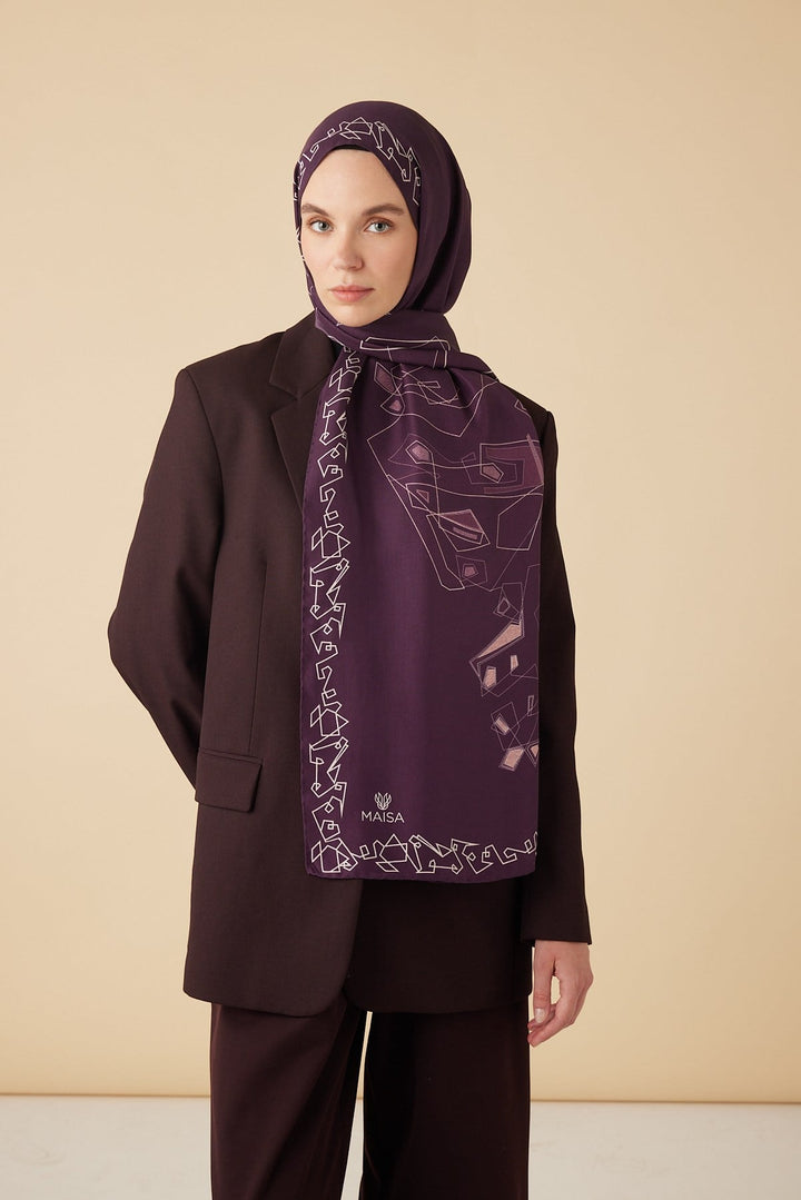 MİNA PAMUK İPEK ŞAL 70*190 CM - MÜRDÜM - Görsel 2