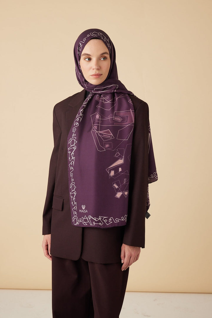 MİNA PAMUK İPEK ŞAL 70*190 CM - MÜRDÜM - Görsel 3