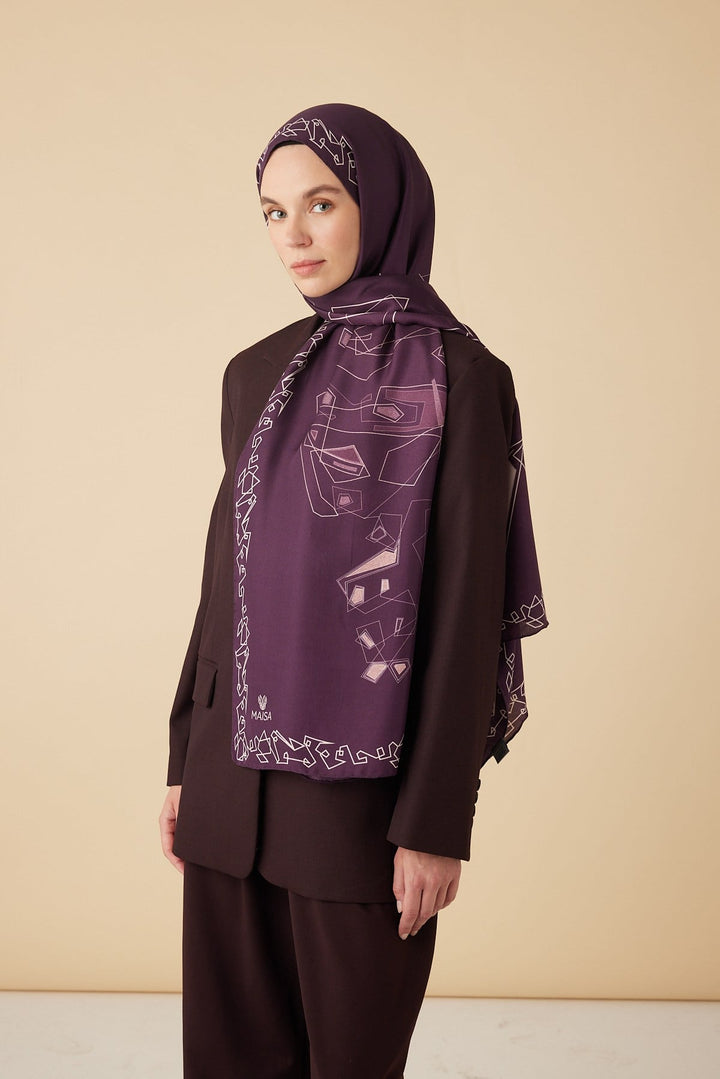 MİNA PAMUK İPEK ŞAL 70*190 CM - MÜRDÜM - Görsel 4