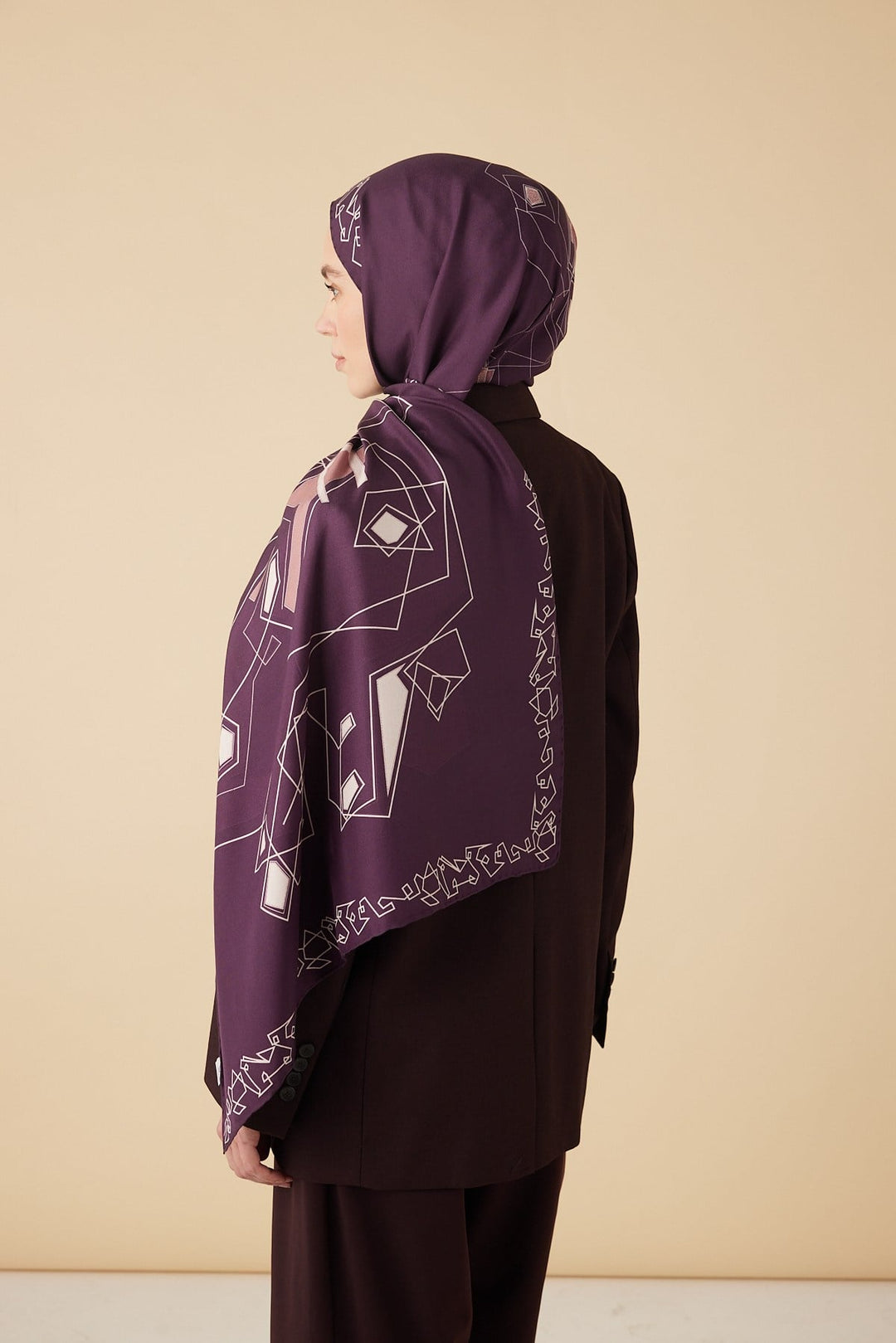 MİNA PAMUK İPEK ŞAL 70*190 CM - MÜRDÜM - Görsel 5