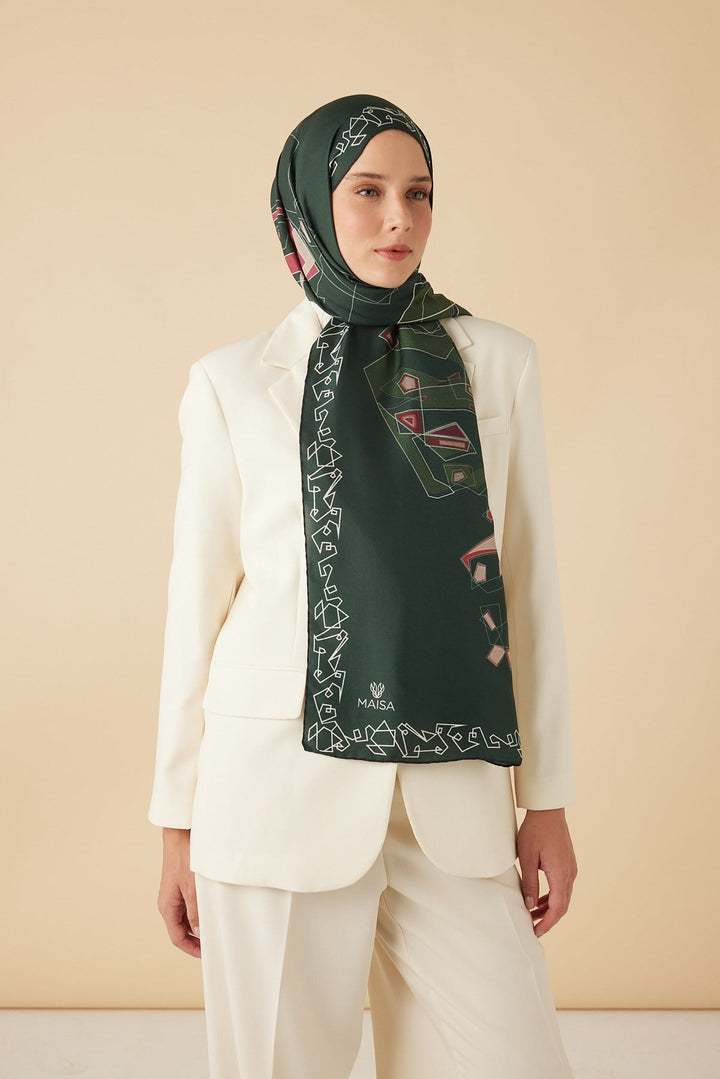 MİNA PAMUK İPEK ŞAL 70*190 CM - YEŞİL - Görsel 2