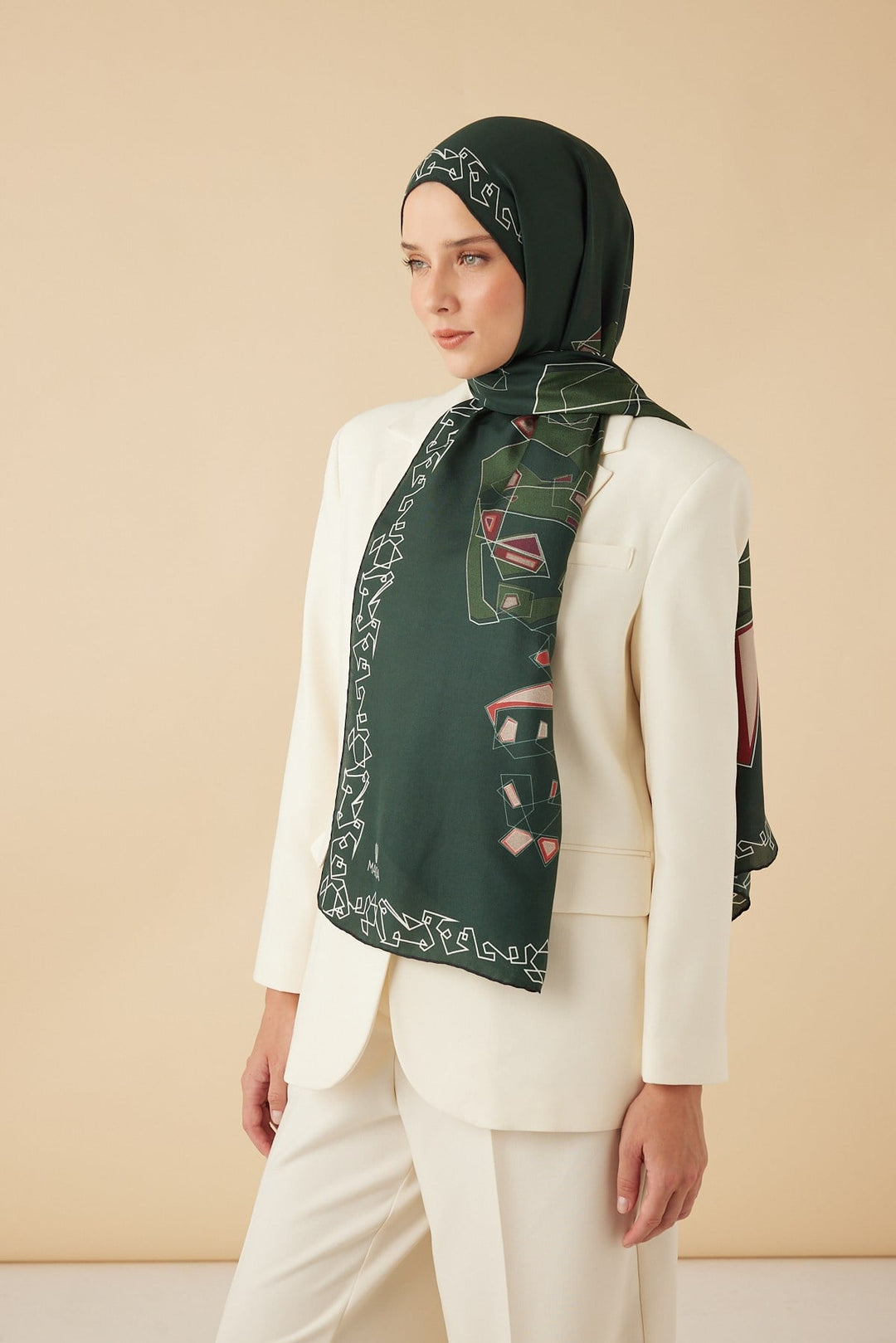 MİNA PAMUK İPEK ŞAL 70*190 CM - YEŞİL - Görsel 3