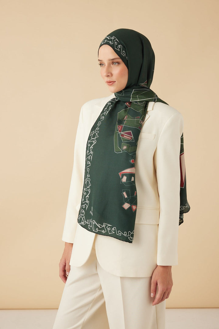 MİNA PAMUK İPEK ŞAL 70*190 CM - YEŞİL - Görsel 3