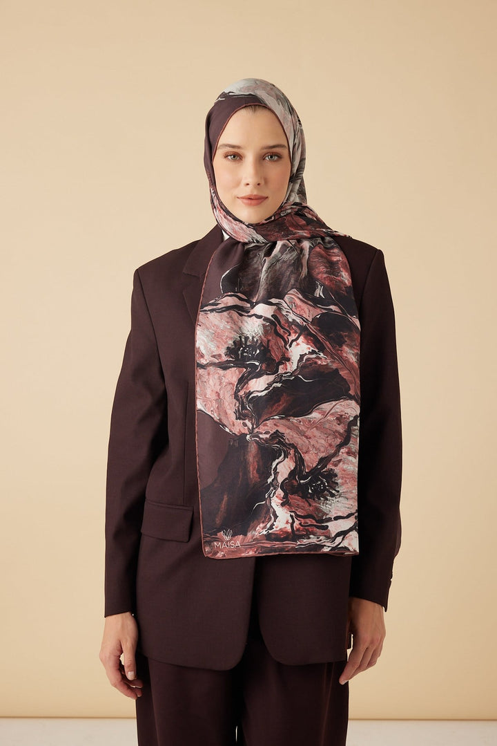 MİRAS PAMUK İPEK ŞAL 70*190 CM - GÜL KURUSU - Görsel 2
