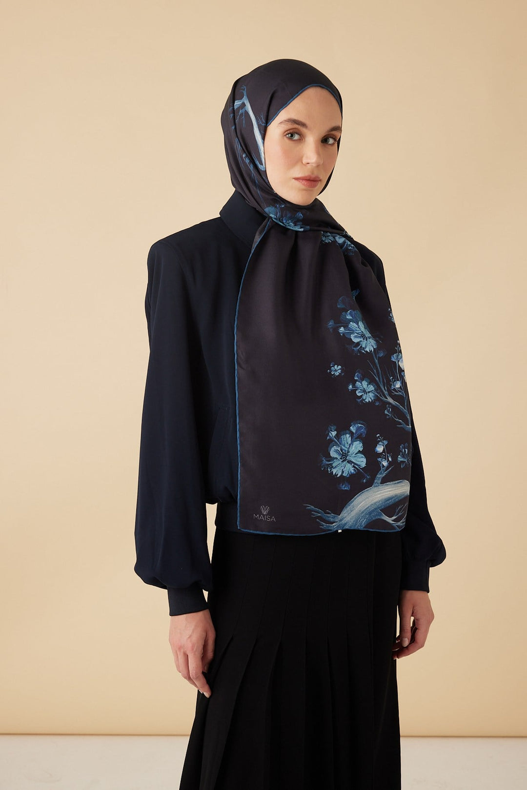 GEVHER PAMUK İPEK ŞAL 70*190 CM - LACİVERT - Görsel 2