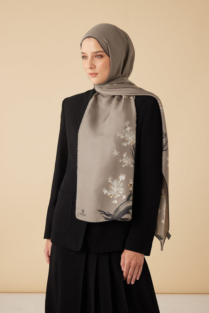 GEVHER PAMUK İPEK ŞAL 70*190 CM - GRİ - Görsel 4