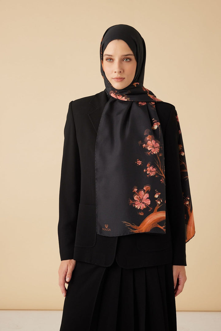GEVHER PAMUK İPEK ŞAL 70*190 CM - SİYAH - Görsel 3