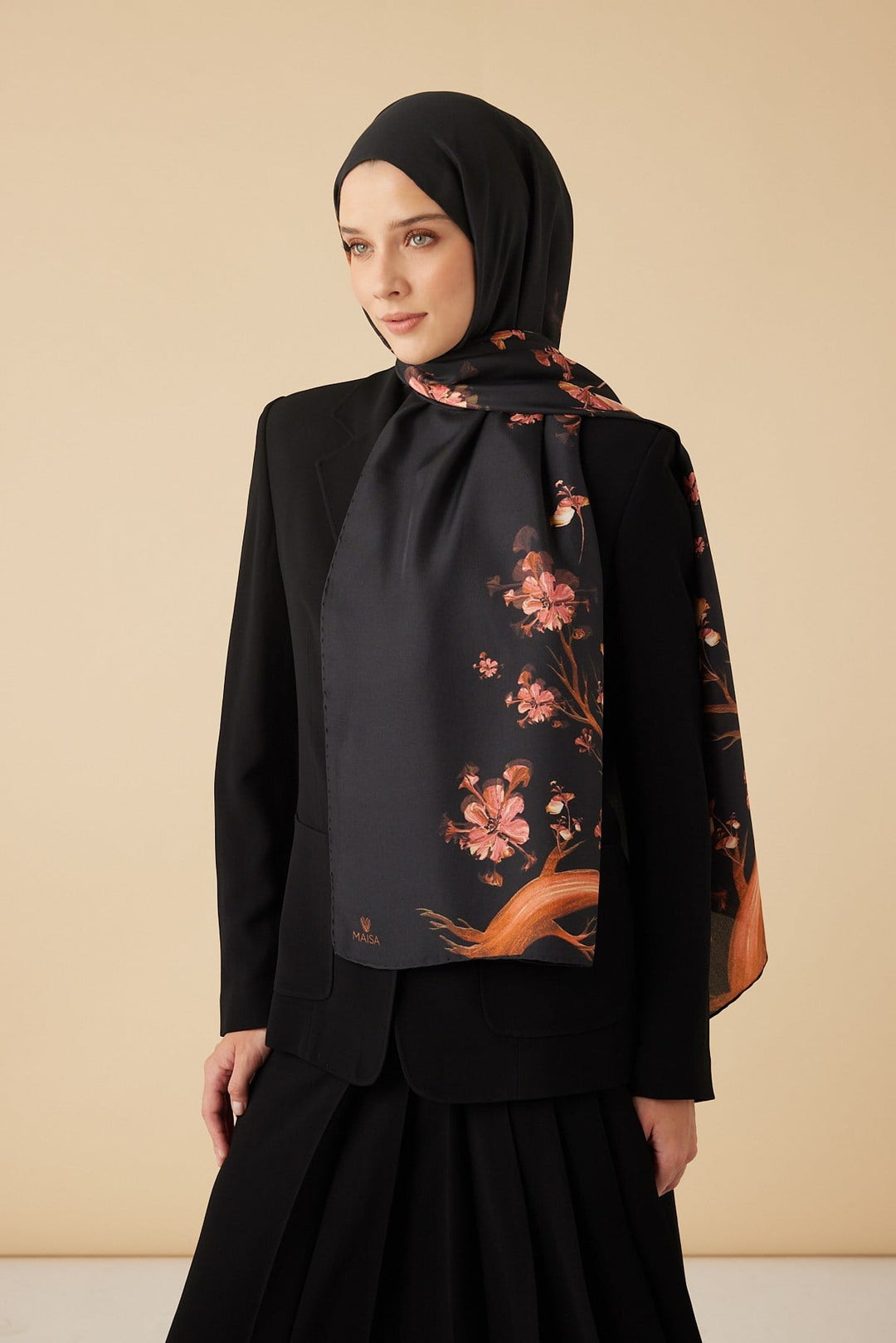 GEVHER PAMUK İPEK ŞAL 70*190 CM - SİYAH - Görsel 4