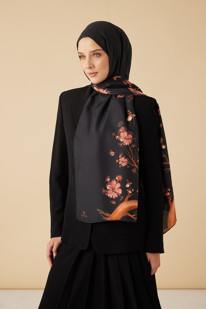 GEVHER PAMUK İPEK ŞAL 70*190 CM - SİYAH - Görsel 4