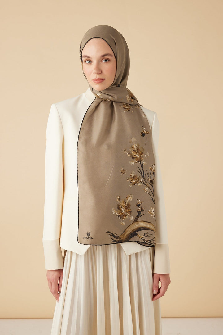 GEVHER PAMUK İPEK ŞAL 70*190 CM - CAMEL - Görsel 1