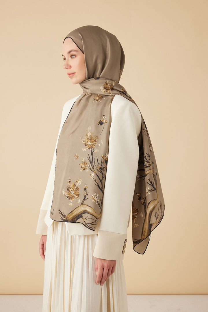 GEVHER PAMUK İPEK ŞAL 70*190 CM - CAMEL - Görsel 4