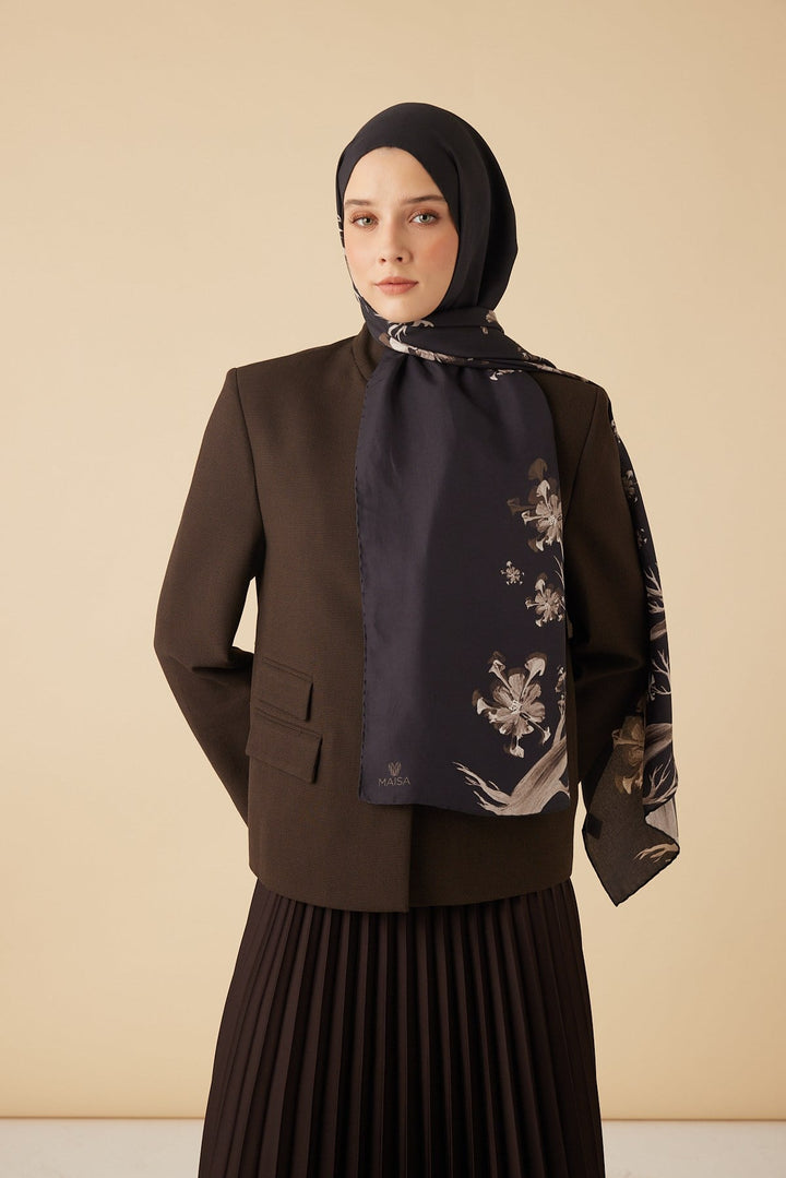 GEVHER PAMUK İPEK ŞAL 70*190 CM - KAHVERENGİ - Görsel 3