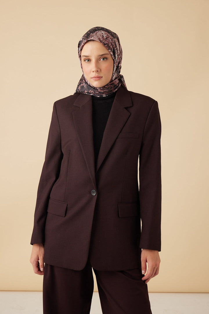 SU MASALI TİVİL İPEK EŞARP 90*90 CM - BORDO - Görsel 1