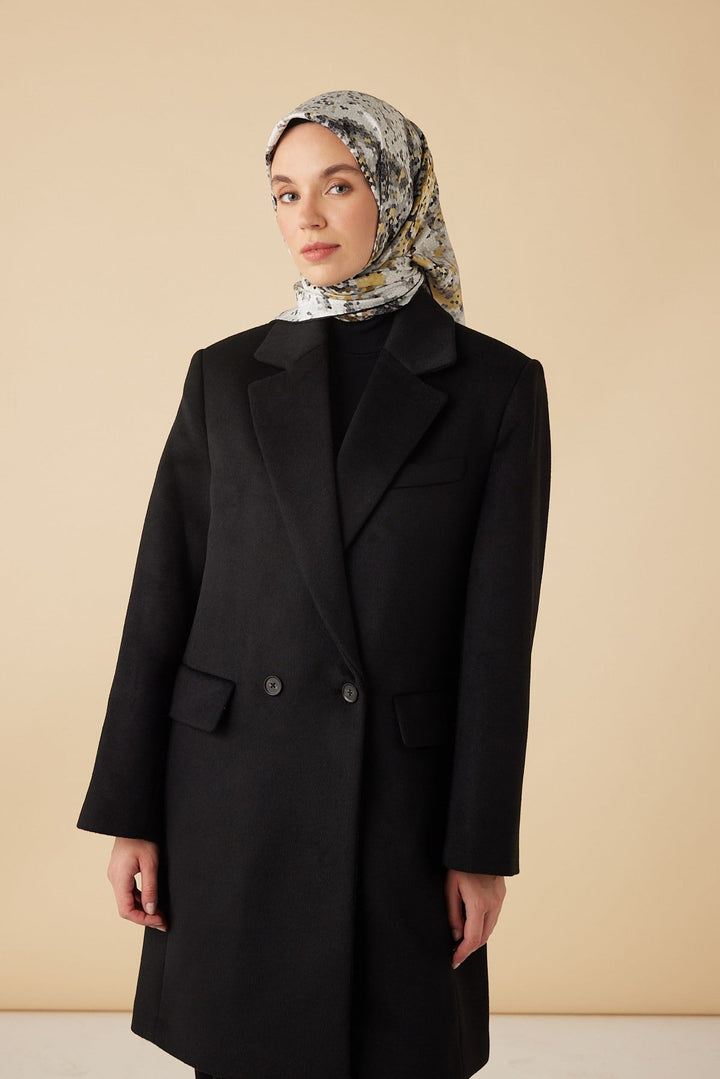 SU MASALI TİVİL İPEK EŞARP 90*90 CM - GRİ - Görsel 3