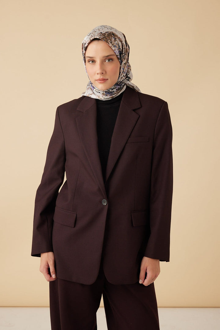 SU MASALI TİVİL İPEK EŞARP 90*90 CM - VİZON - Görsel 2
