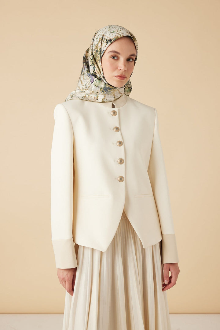 SU MASALI TİVİL İPEK EŞARP 90*90 CM - YEŞİL - Görsel 1