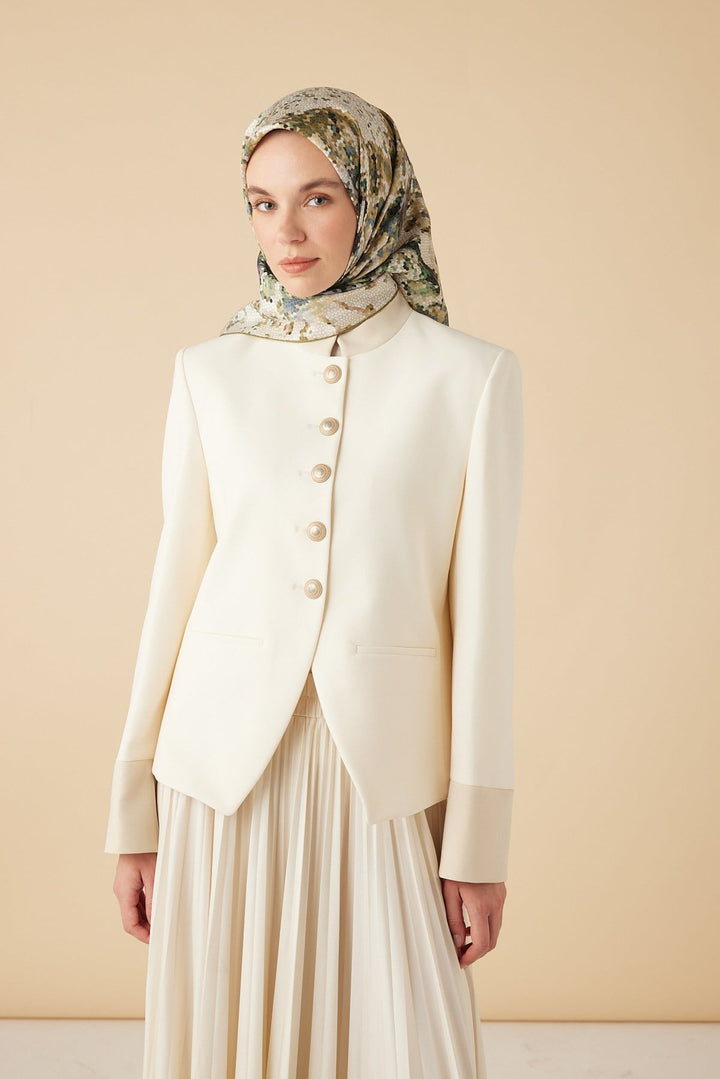 SU MASALI TİVİL İPEK EŞARP 90*90 CM - YEŞİL - Görsel 2