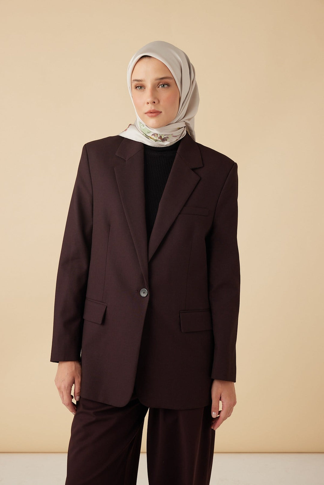NEVA TİVİL İPEK EŞARP 90*90 CM - GÜL KURUSU - Görsel 3