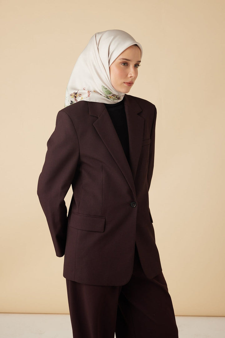 NEVA TİVİL İPEK EŞARP 90*90 CM - GÜL KURUSU - Görsel 4
