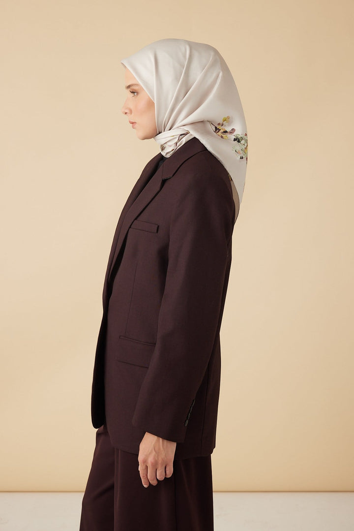 NEVA TİVİL İPEK EŞARP 90*90 CM - GÜL KURUSU - Görsel 5