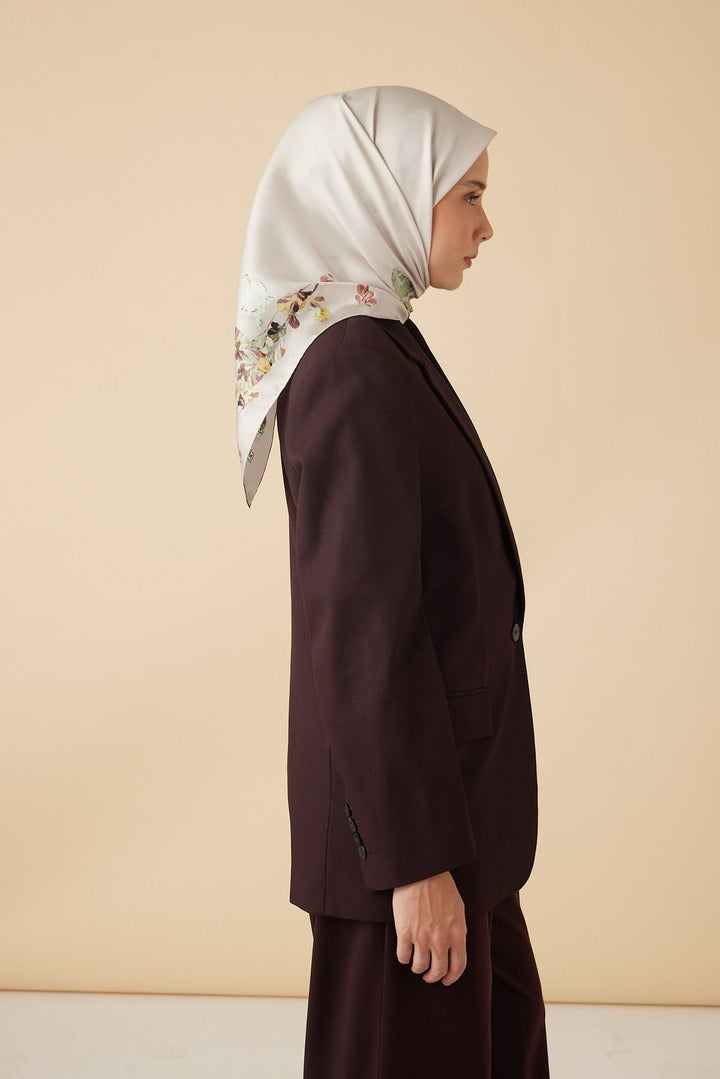 NEVA TİVİL İPEK EŞARP 90*90 CM - GÜL KURUSU - Görsel 6