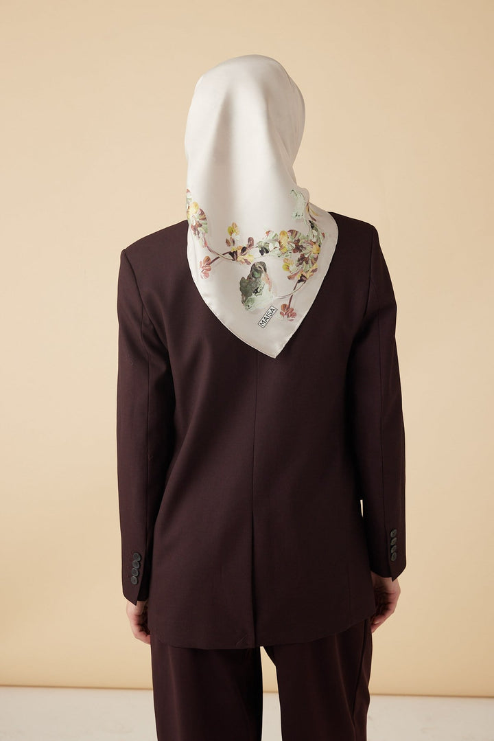 NEVA TİVİL İPEK EŞARP 90*90 CM - GÜL KURUSU - Görsel 7