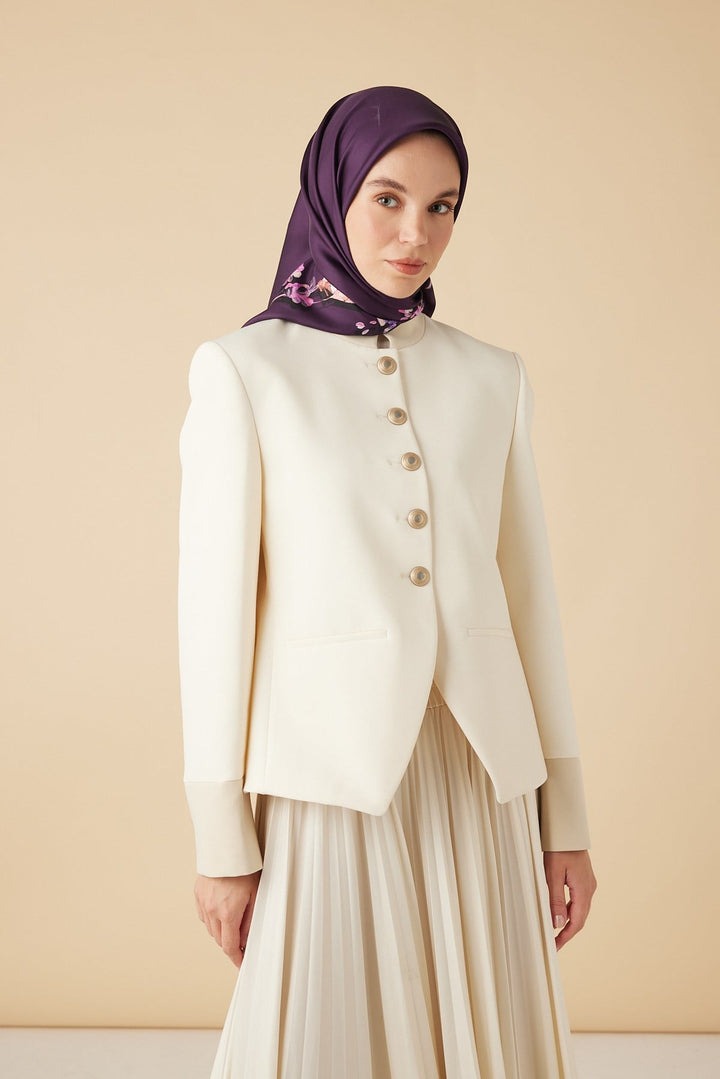 NEVA TİVİL İPEK EŞARP 90*90 CM - MOR - Görsel 2