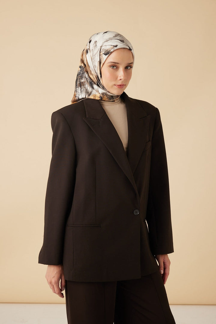 GELİNCİK TİVİL İPEK EŞARP 90*90 CM - BEJ - Görsel 3