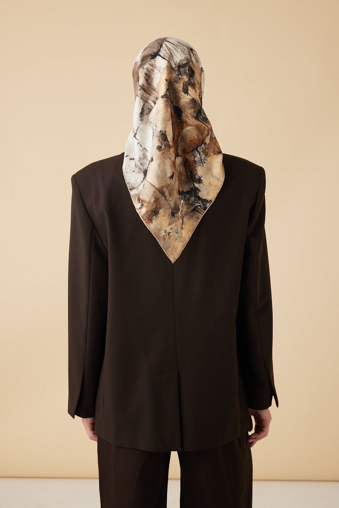 GELİNCİK TİVİL İPEK EŞARP 90*90 CM - BEJ - Görsel 6