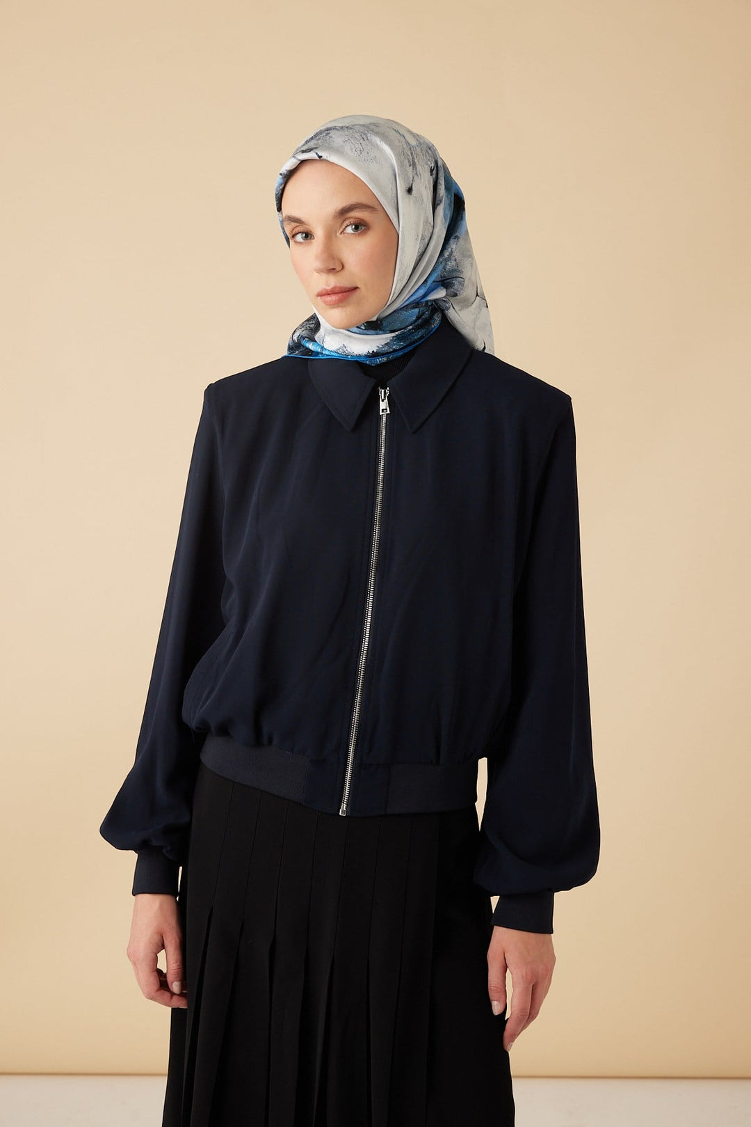 GELİNCİK TİVİL İPEK EŞARP 90*90 CM - MAVİ - Görsel 2