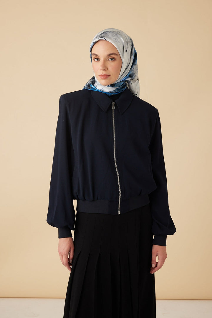 GELİNCİK TİVİL İPEK EŞARP 90*90 CM - MAVİ - Görsel 5