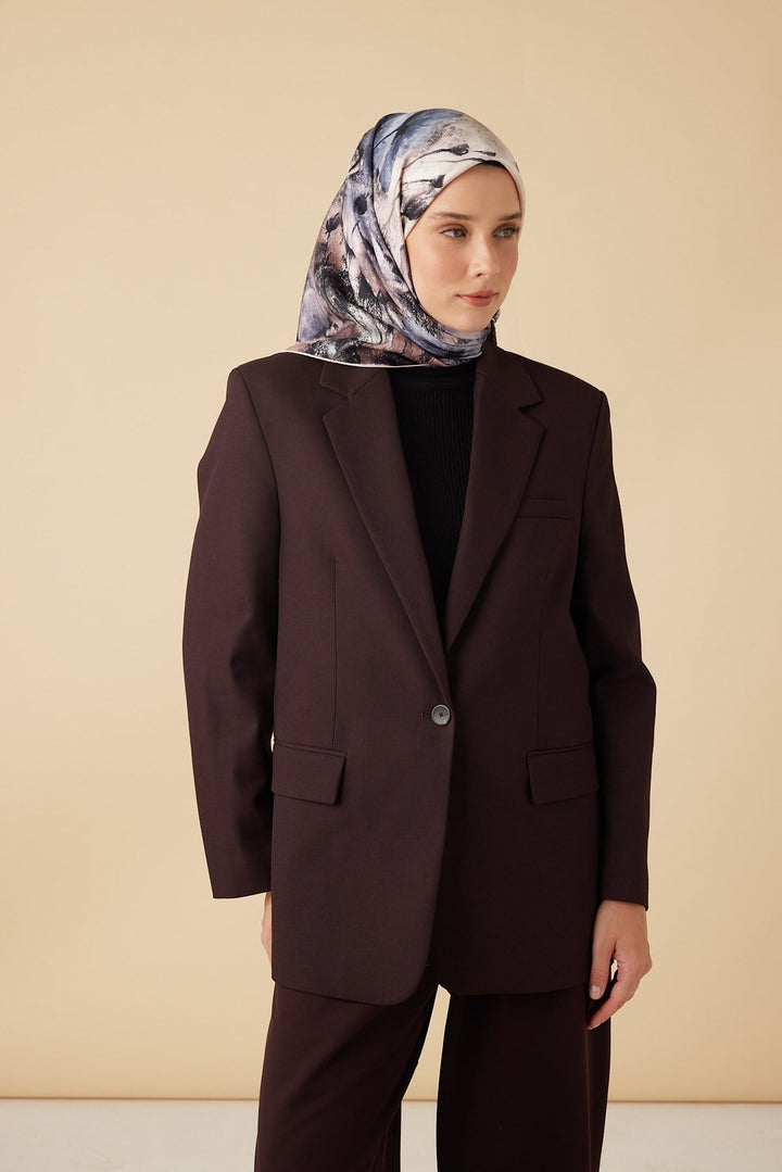 GELİNCİK TİVİL İPEK EŞARP 90*90 CM - PUDRA PEMBE - Görsel 2