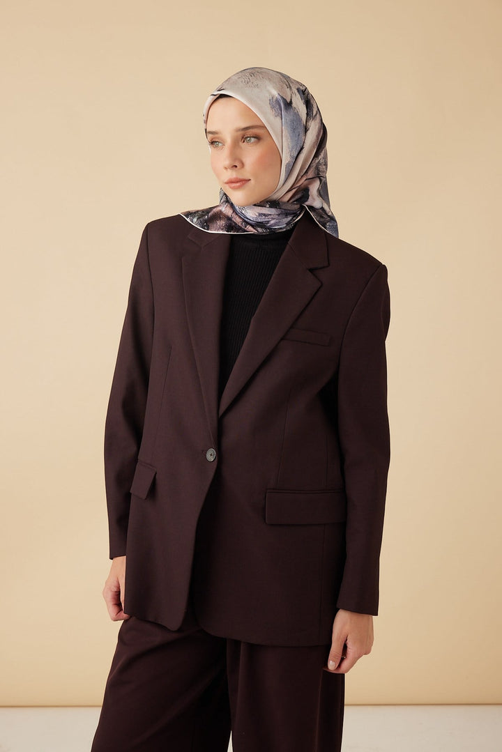 GELİNCİK TİVİL İPEK EŞARP 90*90 CM - PUDRA PEMBE - Görsel 3