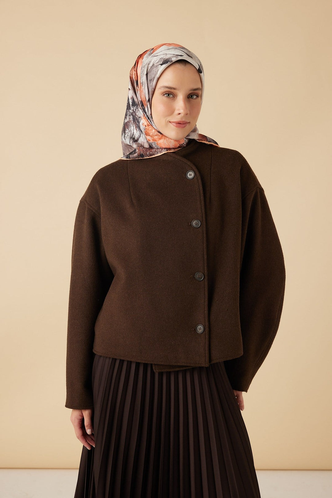GELİNCİK TİVİL İPEK EŞARP 90*90 CM - TURUNCU - Görsel 3