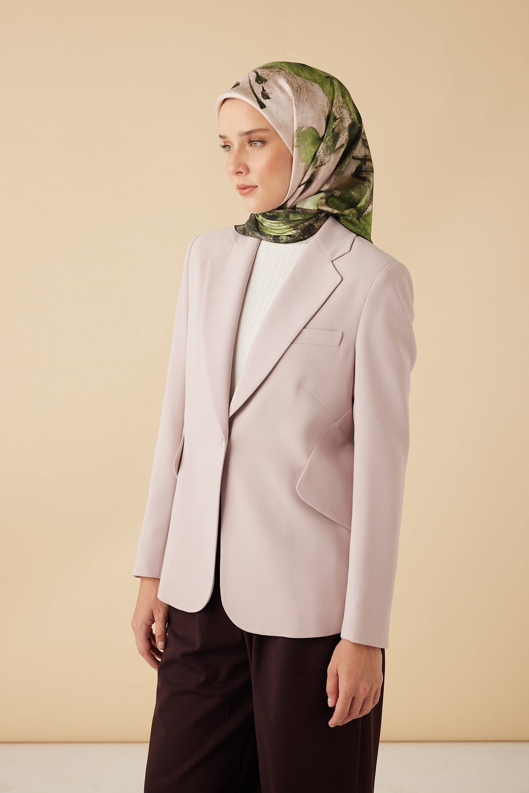 GELİNCİK TİVİL İPEK EŞARP 90*90 CM - YEŞİL - Görsel 2