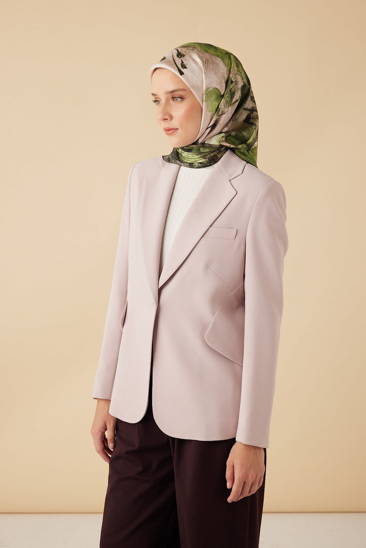 GELİNCİK TİVİL İPEK EŞARP 90*90 CM - YEŞİL - Görsel 2