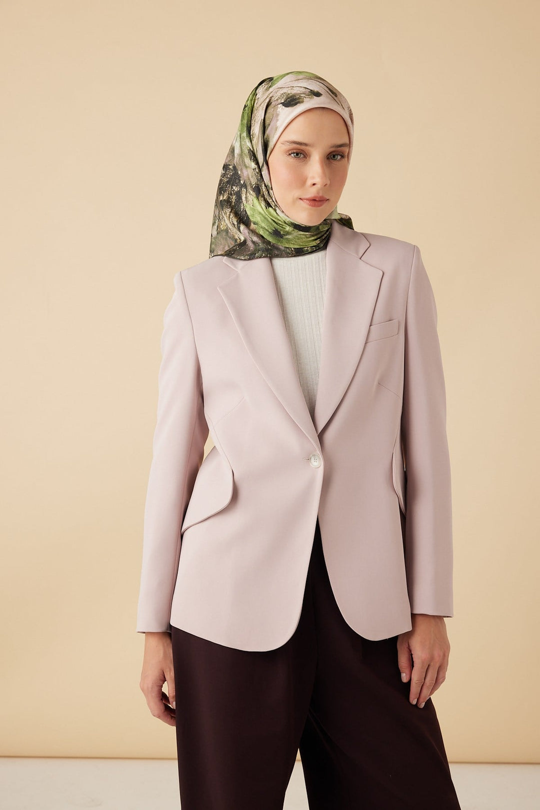 GELİNCİK TİVİL İPEK EŞARP 90*90 CM - YEŞİL - Görsel 3