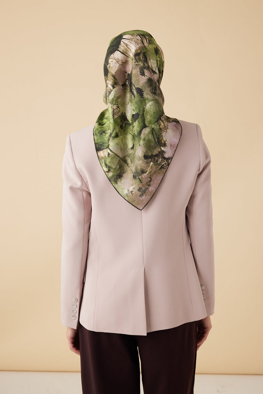 GELİNCİK TİVİL İPEK EŞARP 90*90 CM - YEŞİL - Görsel 6