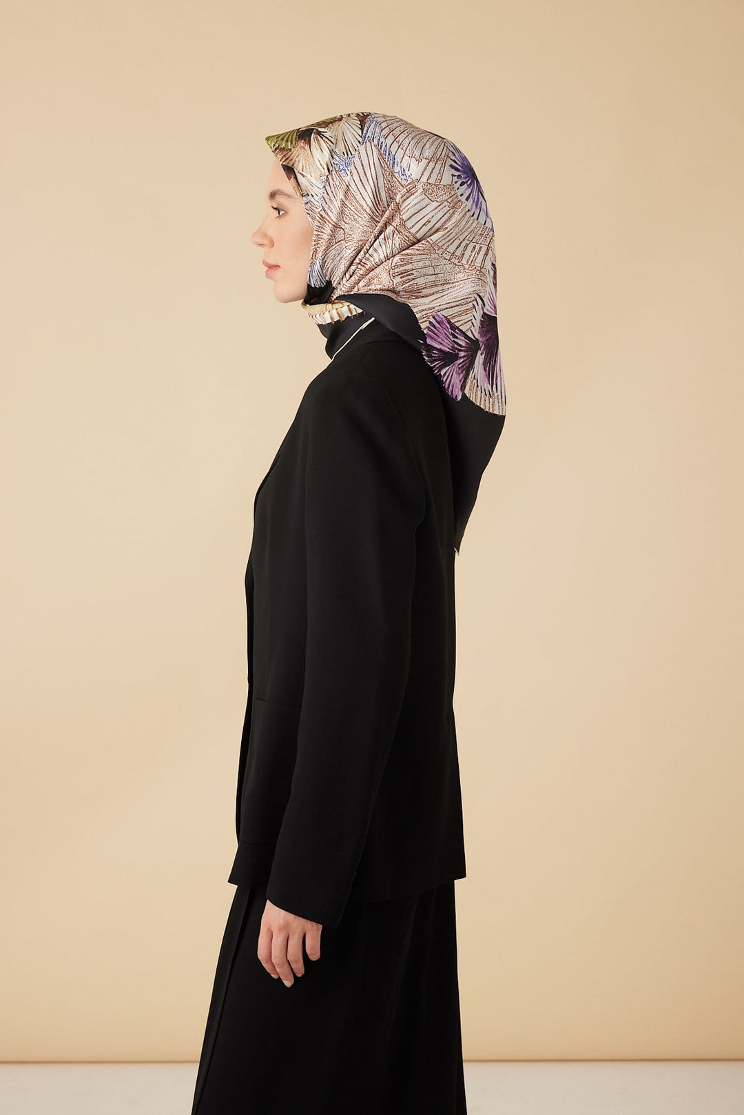 DEVRAN TİVİL İPEK EŞARP 90*90 CM - SİYAH - Görsel 4